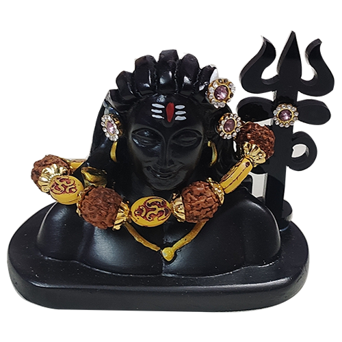 Adiyogi Shiva Statue with Rudraksh Mala, FOR CAR DASHBOARD