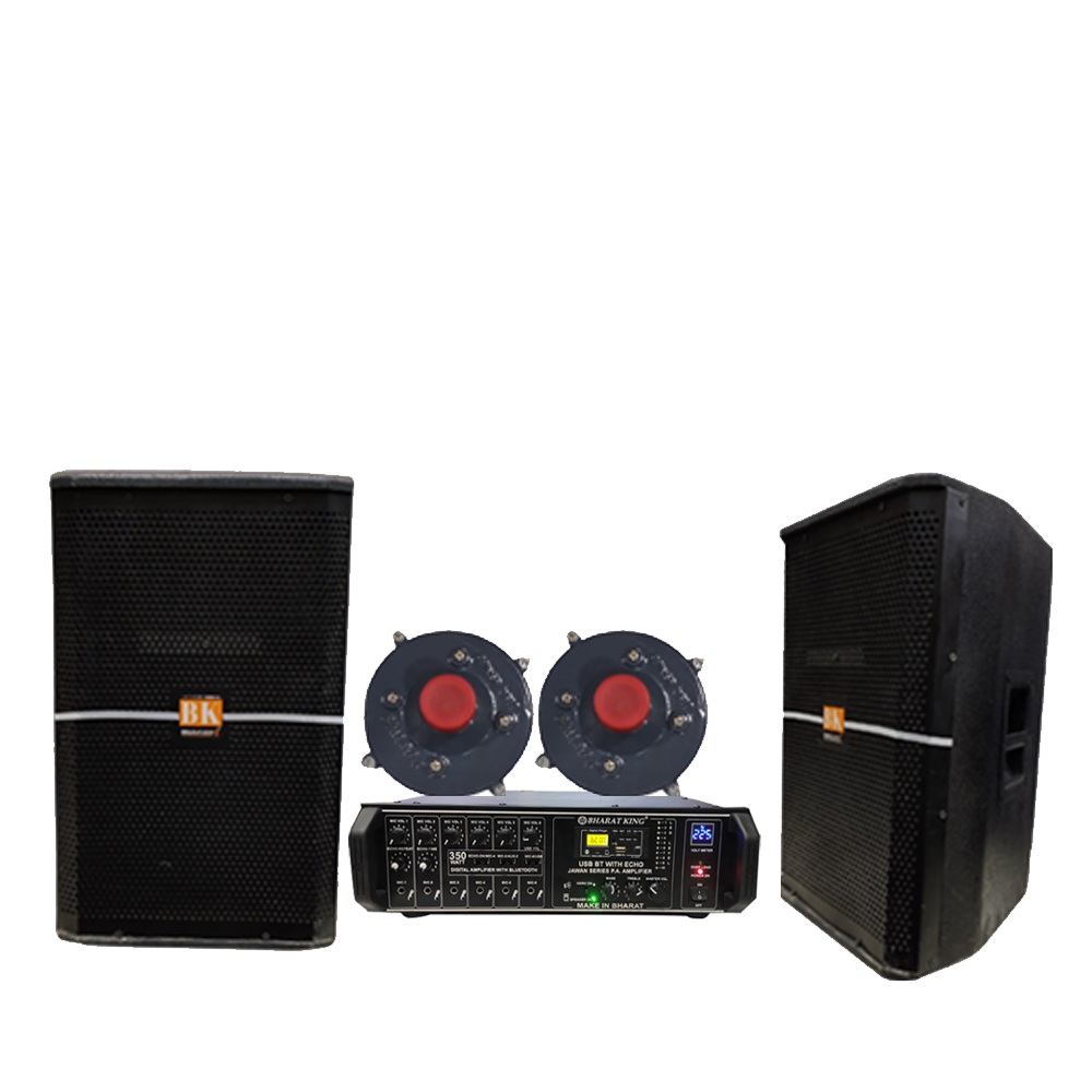 12 INCH SINGLE COLUMN,S PAIR & 350 WATT ECO AMPLIFIER & 2 LT UNIT PAIR