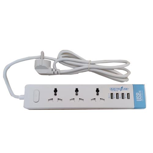 EXTENSION BOARD WITH USB SLOTS,INDIVIDUAL SWITCH,4 USB PORTS,USB OUTPUT 5V/2.1A, 4 WAY OUTLET POWER STRIPS WITH UNIVERSAL SURGE PROTECTION SOCKETS AND 2M EXTENSION CORD (WHITE)