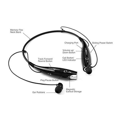 WIRELESS NECKBAND BLUETOOTH EARPHONE HEADSET EARBUD PORTABLE HEADPHONE HANDSFREE SPORTS RUNNING SWEATPROOF COMPATIBLE ANDROID SMARTPHONE NOISE CANCELLATION – (BLACK)