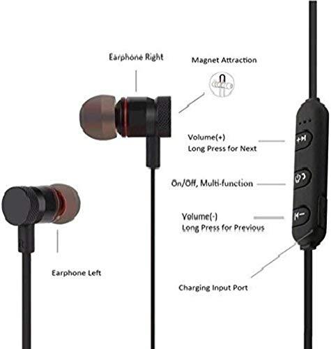 WIRELESS SPORTS BLUETOOTH MAGNET EARPHONE HAND-FREE HEADPHONE FOR ALL SMARTPHONE (BLACK)