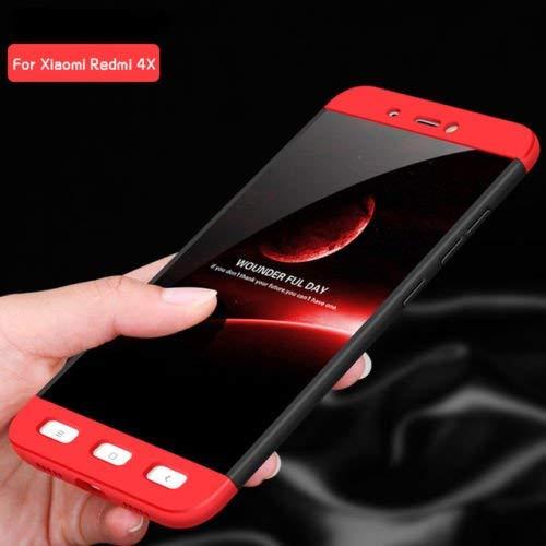 GKK 360 DEGREE PROTECTION 3IN1 HYBRID HARD BUMPER BACK CASE COVER FOR MI REDMI NOTE-4 (BLACK & RED)