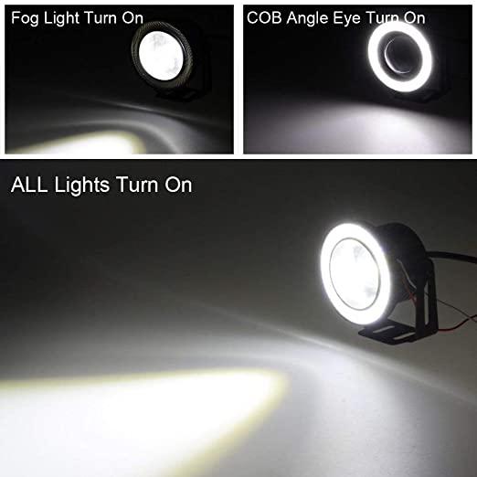 Car Fog Lamp Angel Eye LED DRL Projector Light (White) (Set of 2)