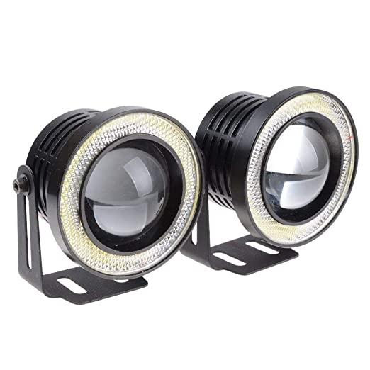 Car Fog Lamp Angel Eye LED DRL Projector Light (White) (Set of 2)