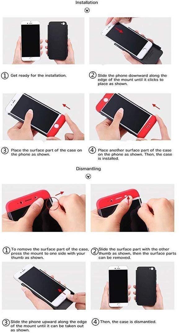 3 IN 1 DETACHABLE ANTI-SCRATCH PC HARD CASE 360° FULL BODY SHOCKPROOF PROTECTION BACK CASE COVER FOR 1+6 BLACK & RED