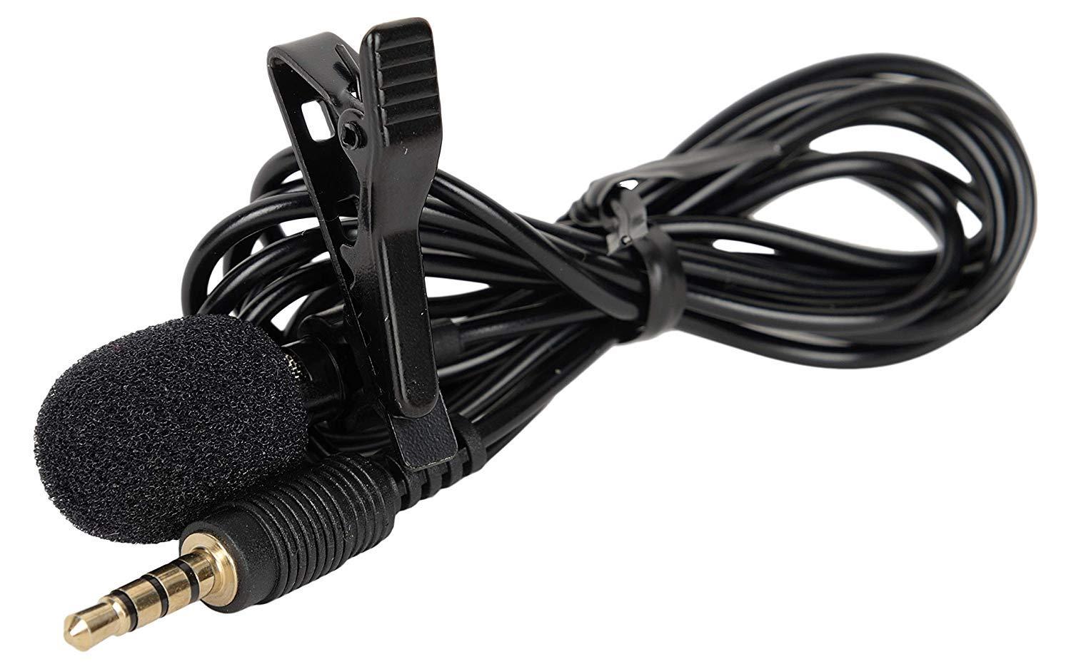 GENERIC COLLAR MIC CLIP WITH LONG CABLE FOR MOBILE,DSLR CAMERA,ETC (BLACK)