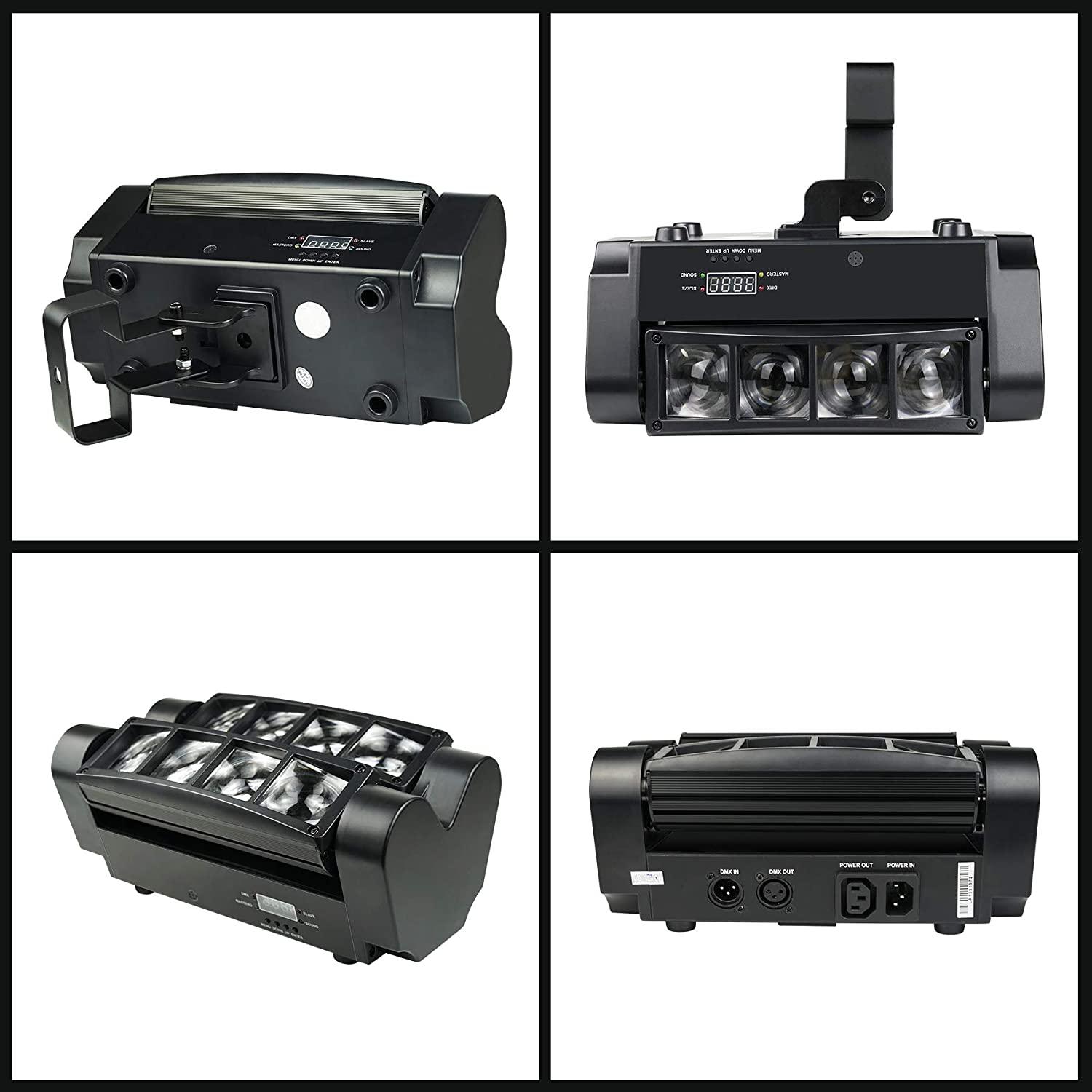 SPIDER MOVING HEAD LIGHT RGBW, 8 X 3W LED LIGHTING DMX 512 DUAL SWEEPER PULSE STROBE EFFECT FOR DJ LIVE CONCERT LIGHTING