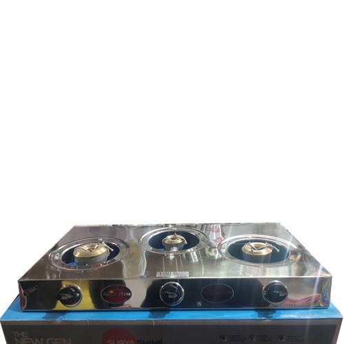 3 BURNER STAINLESS STEEL MANUAL GAS STOVE
