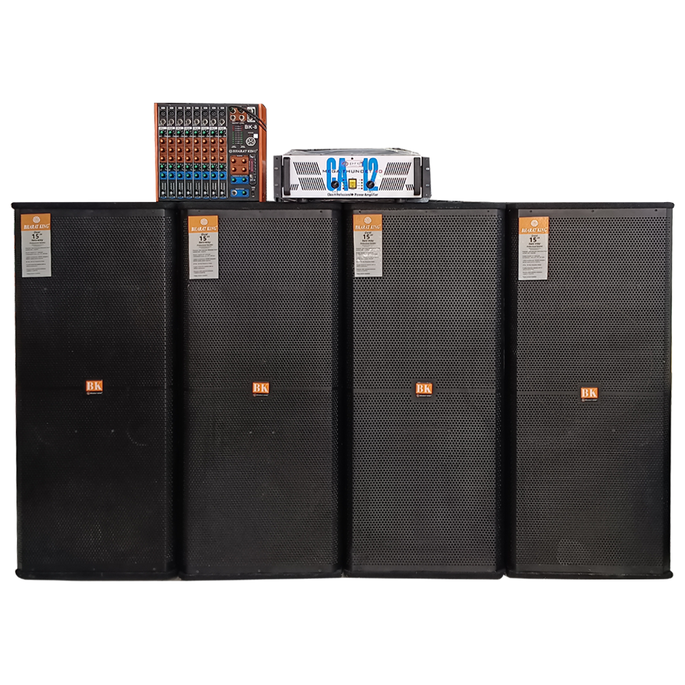 4 TOP , D/15 INCH & AMP CA 12 & 8 CHANNEL MIXER