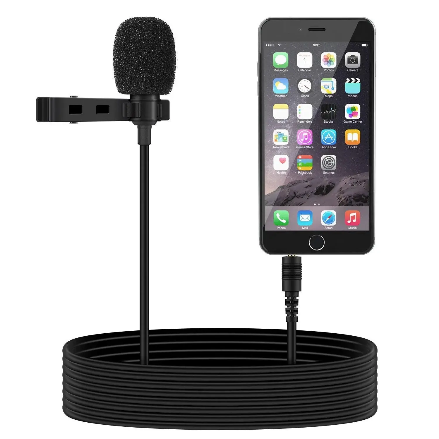 NEW GENERIC COLLAR MIC CLIP WITH LONG CABLE FOR MOBILE,DSLR CAMERA,ETC (BLACK)