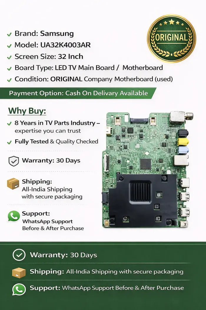 SAMSUNG UA32K4003AR LED TV MOTHERBOARD