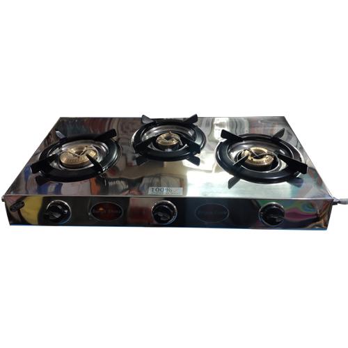 3 BURNER STAINLESS STEEL MANUAL GAS STOVE