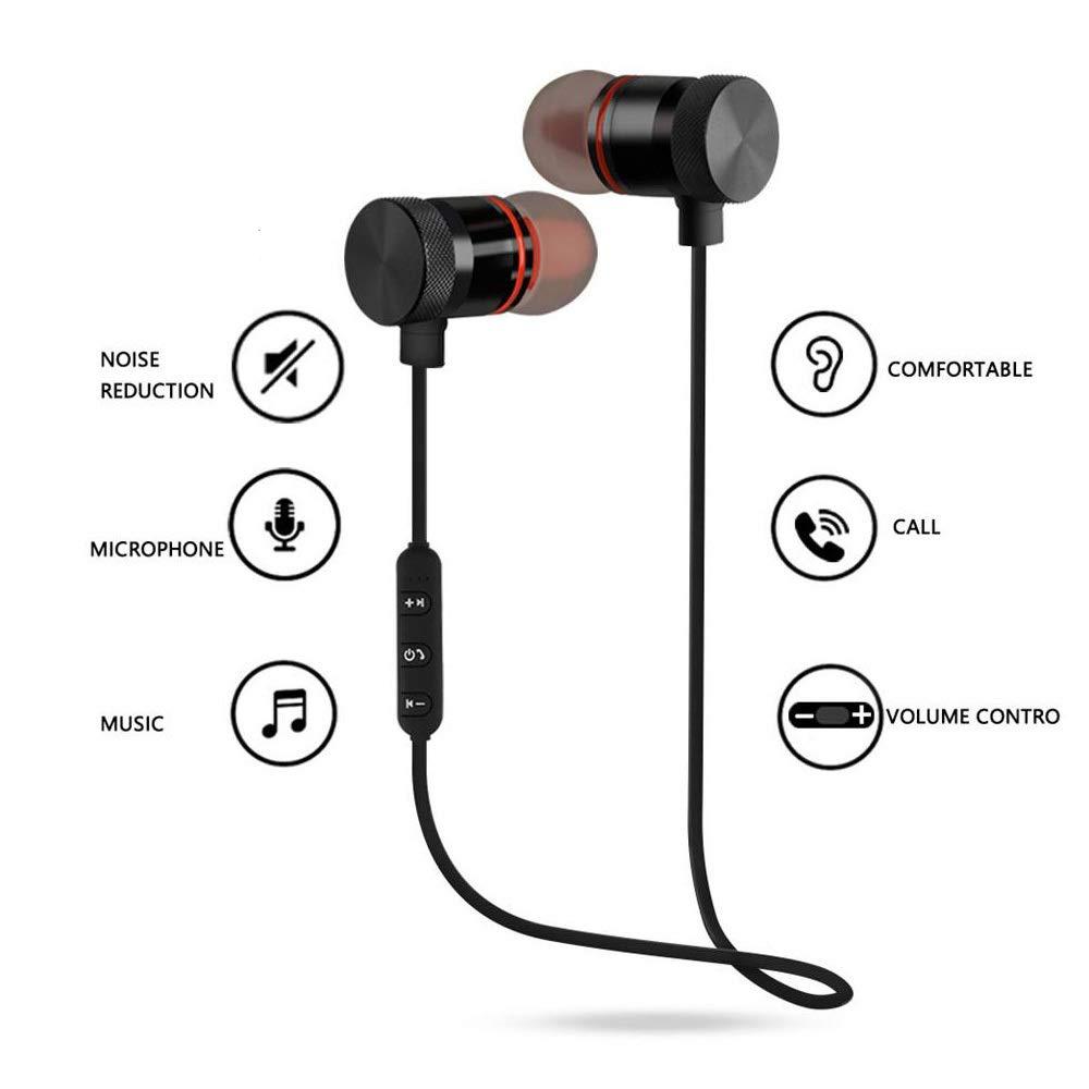 WIRELESS SPORTS BLUETOOTH MAGNET EARPHONE HAND-FREE HEADPHONE FOR ALL SMARTPHONE (BLACK)