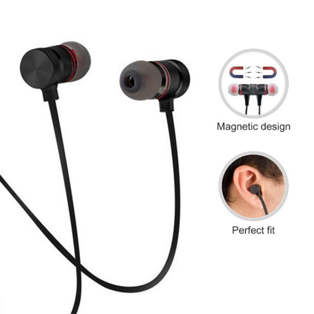 WIRELESS SPORTS BLUETOOTH MAGNET EARPHONE HAND-FREE HEADPHONE FOR ALL SMARTPHONE (BLACK)