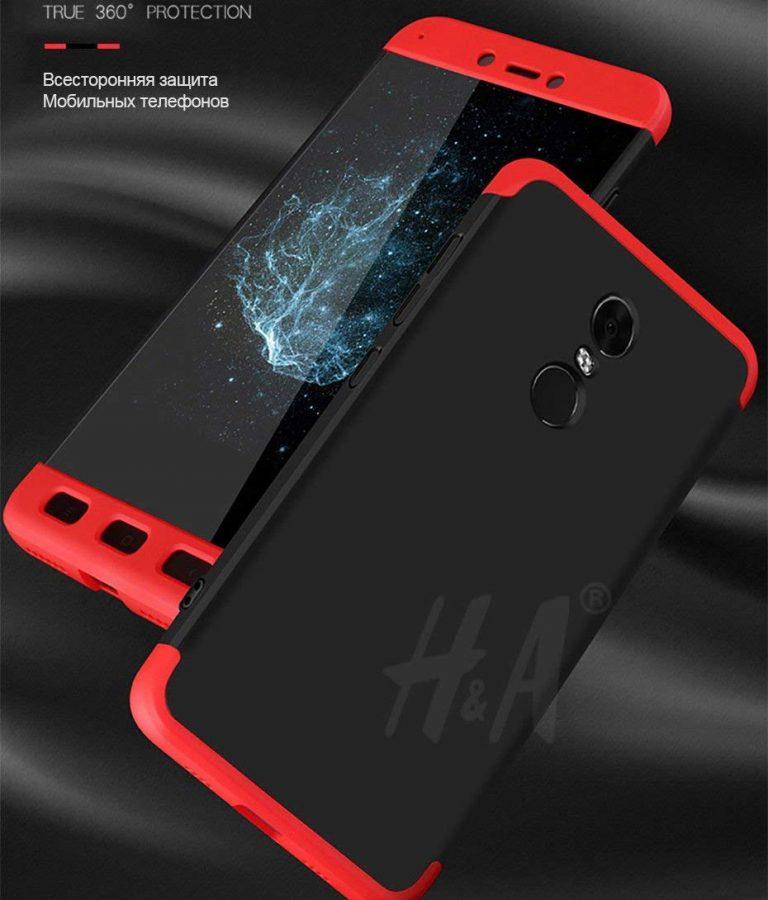 GKK 360 DEGREE PROTECTION 3IN1 HYBRID HARD BUMPER BACK CASE COVER FOR MI REDMI NOTE-4 (BLACK & RED)