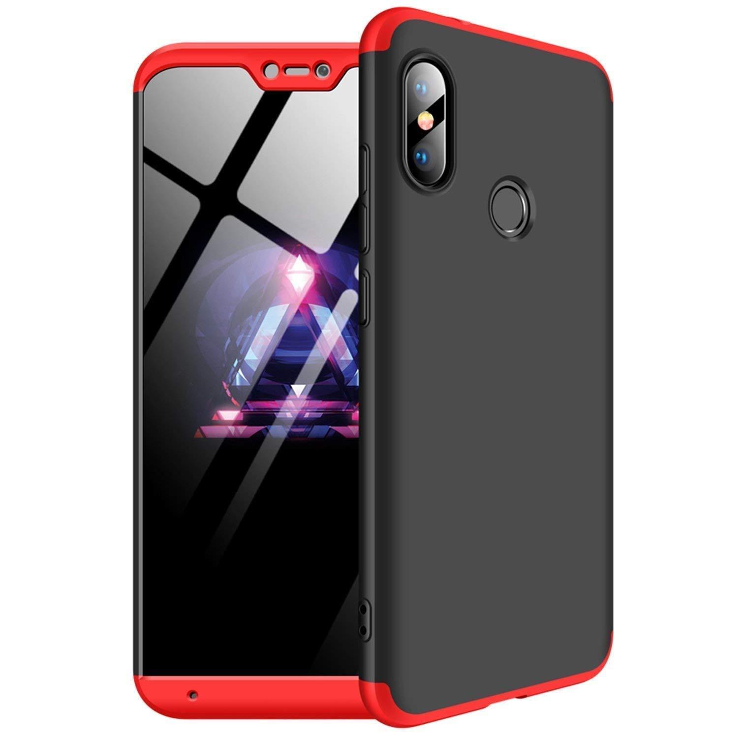 3 IN 1 DETACHABLE ANTI-SCRATCH PC HARD CASE 360° FULL BODY SHOCKPROOF PROTECTION BACK CASE COVER FOR MI 6 PRO BLACK & RED