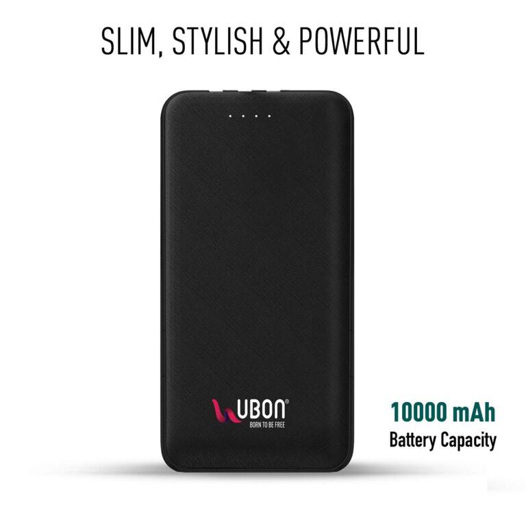 UBON PB-X12 POWER KING UNIVERSAL 10000 MAH POWER BANK WITH 3 IN 1 MICROUSB, TYPE C & LIGHTENING CHARGING CABLES & USB PORT FOR MOBILE PHONES, TABLETS & OTHER DEVICES (2A)