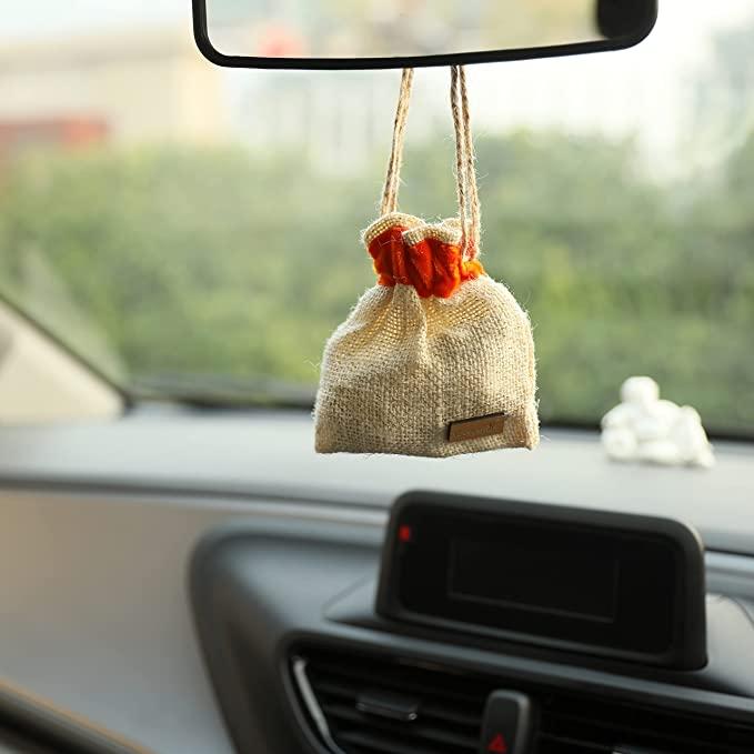 Vedashree Natural & Organic FLAME Car Perfume, Hanging Car Air Fresheners – 2 CAKE (Jute Bag) FLY