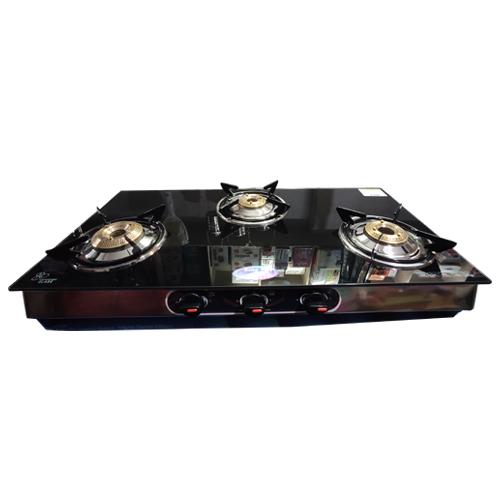 3 BURNER BLACK GLASS MANUAL GAS