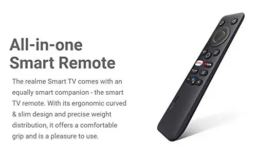 REALME Remote Control Bluetooth Voice Command Remote for TV with Netflix, Prime Video and Google Assistant Hot Keys. Pairing Must Between TV and Remote